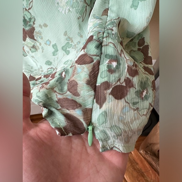 Y2K mint and brown flutter sleeve top - Picture 4 of 4